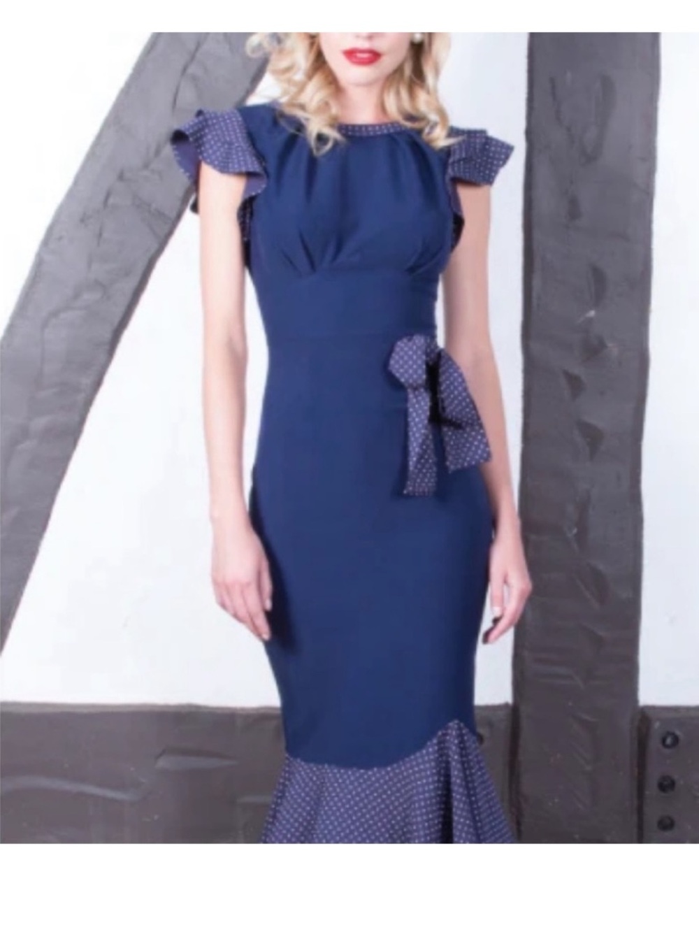 🆕 Stop Staring Krista vintage retro pinup Midi Dress with Polka Dot Accents